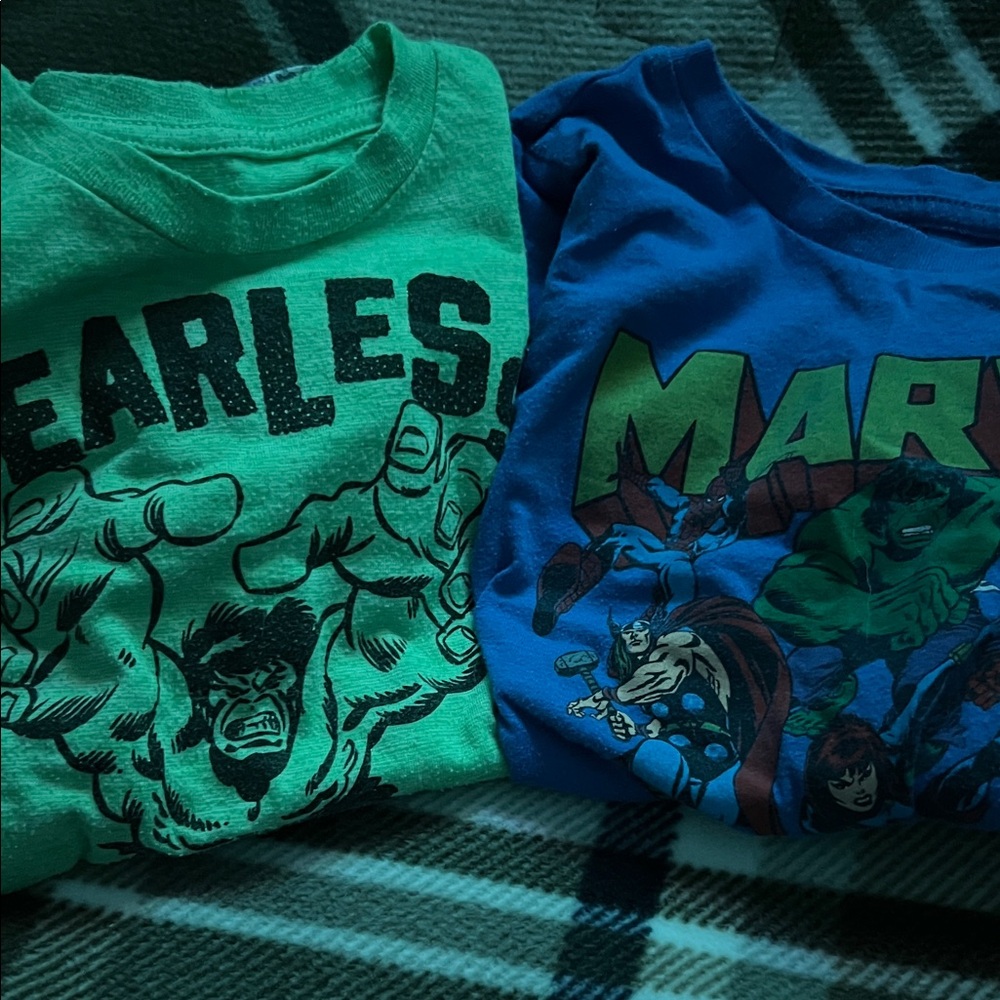 Marvel Kids Fearless Green and Blue Tees